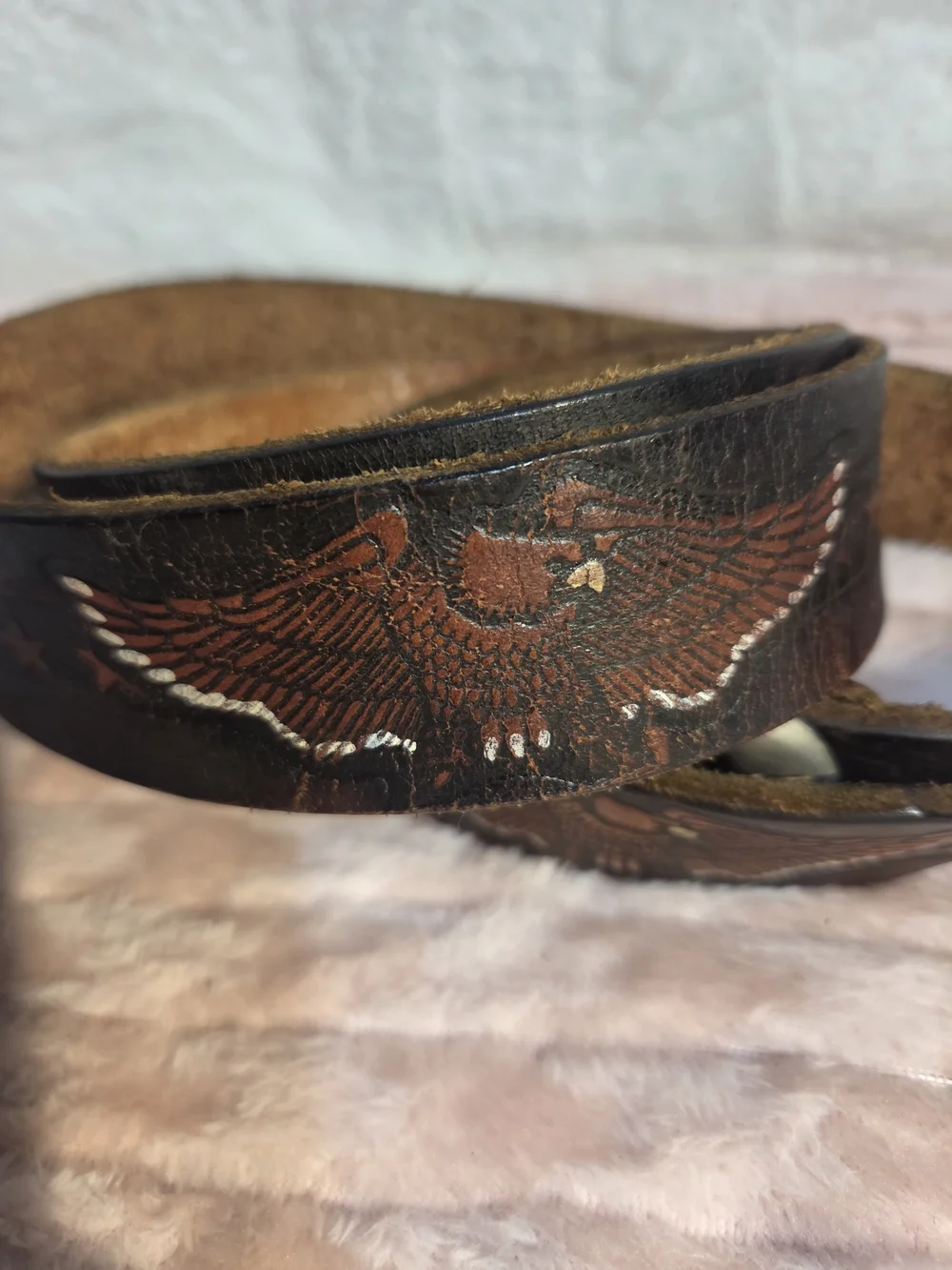 Men's Brown Leather 'Live Free Ride Free' Engraved Belt